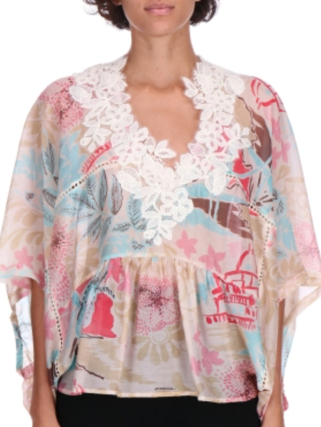 Casacca fantasia  a V con pizzo Ermanno Firenze by Scervino
