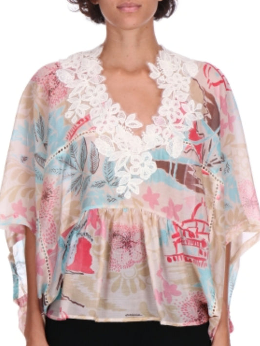 Casacca fantasia  a V con pizzo Ermanno Firenze by Scervino