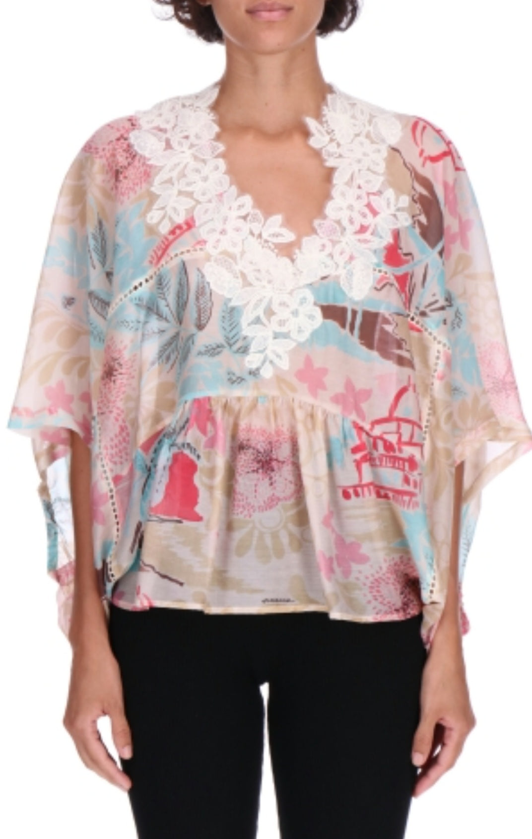 Casacca fantasia  a V con pizzo Ermanno Firenze by Scervino