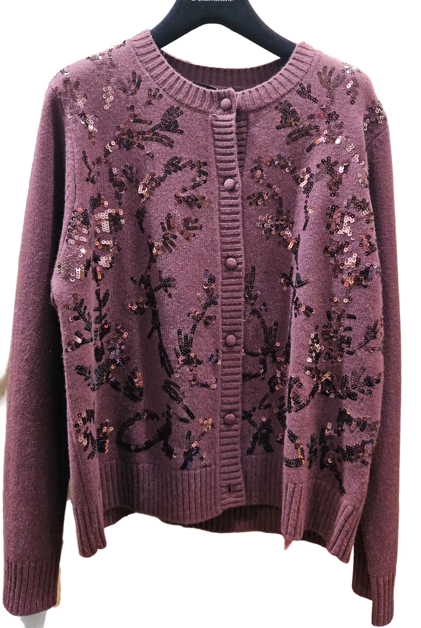 Cardigan bordeaux paillettes Clips