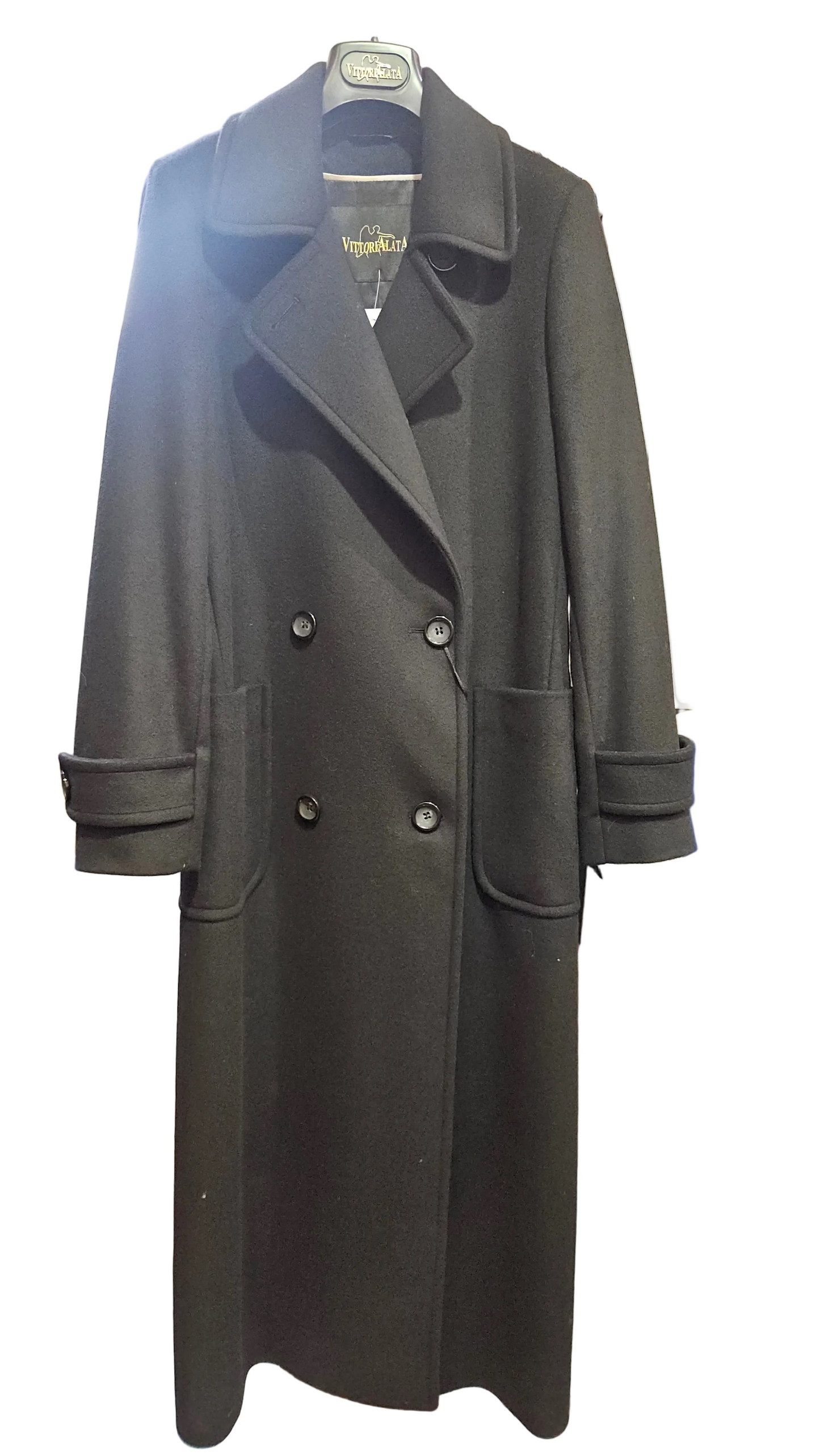 Cappotto nero cintura  doppio petto lana e cashmere
