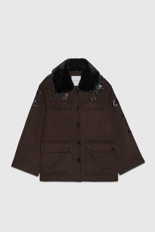 Giaccone marrone in double Ermanno Firenze by Scervino