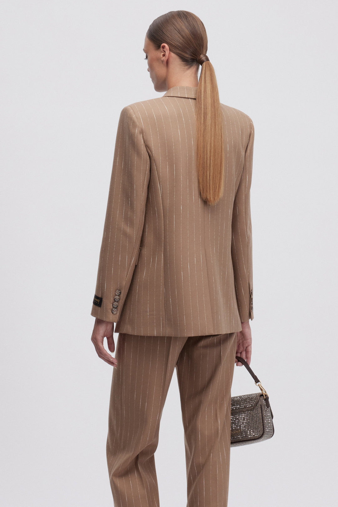 Giacca doppio petto gessata beige Ermanno Firenze by Scervino