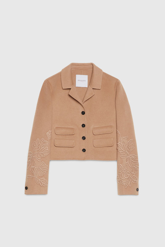 Giacca corta in double beige Ermanno Firenze