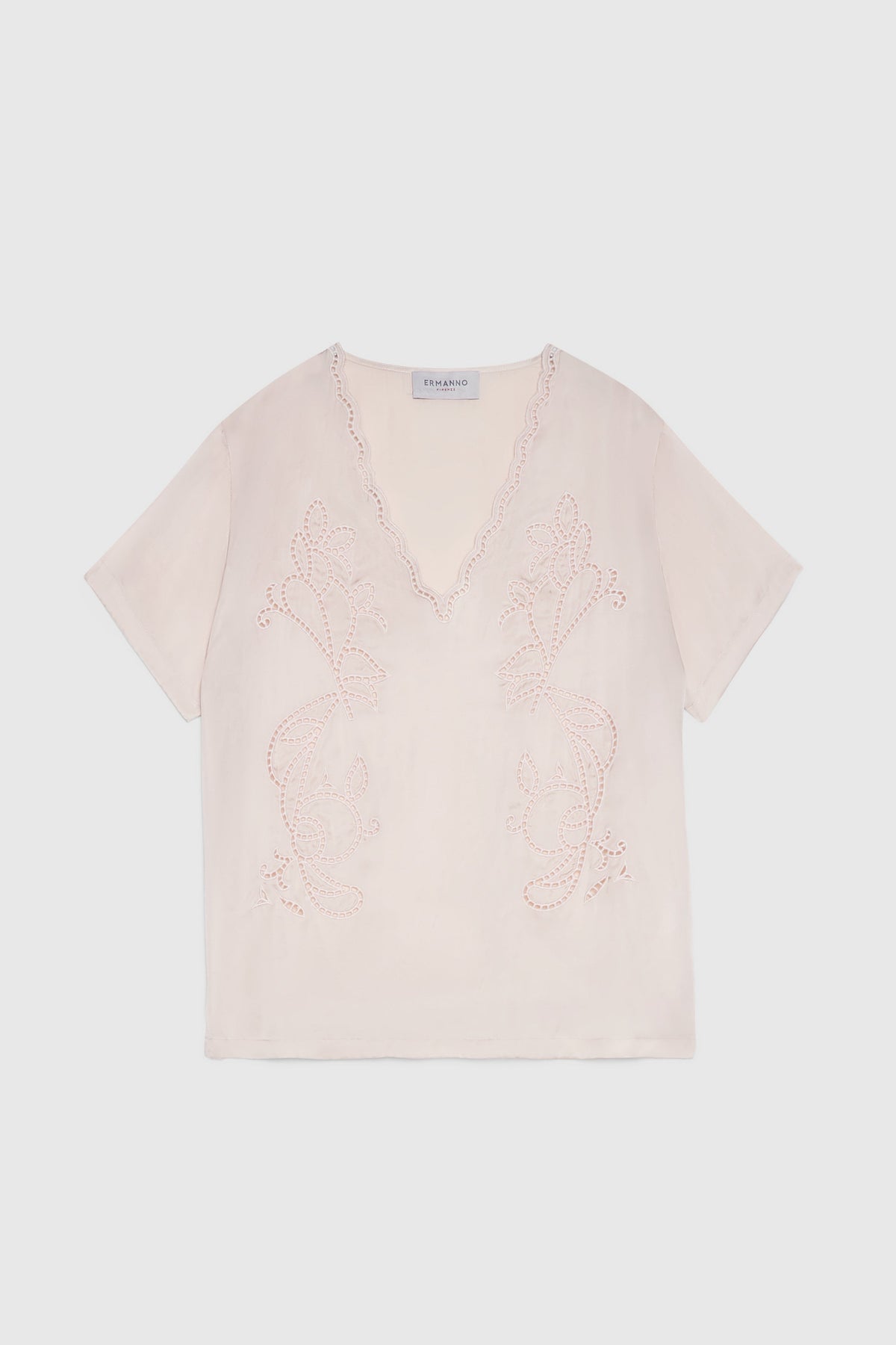 Casacca raso viscosa naturale Ermanno Firenze by Scervino nudo ricamo traforato San gallo