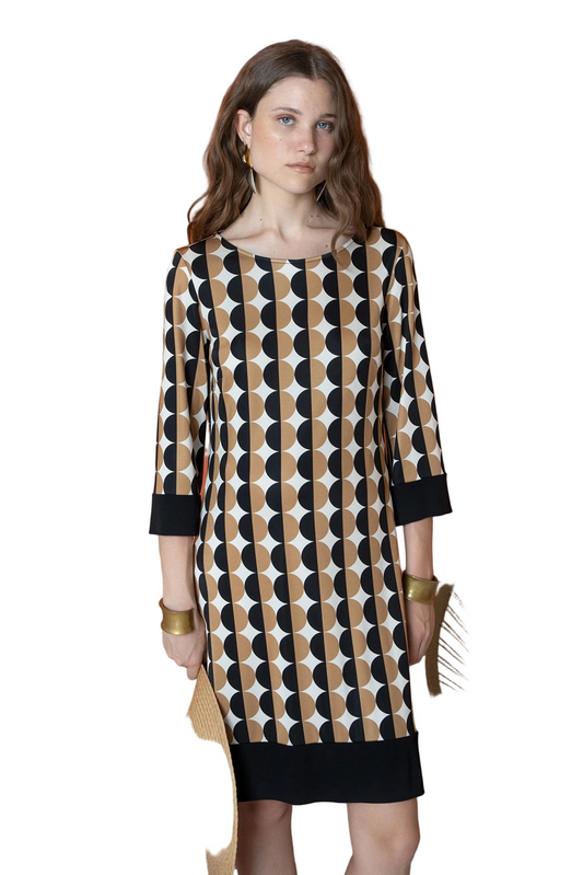 Abito corto geometrico Clips Tricot in viscosa