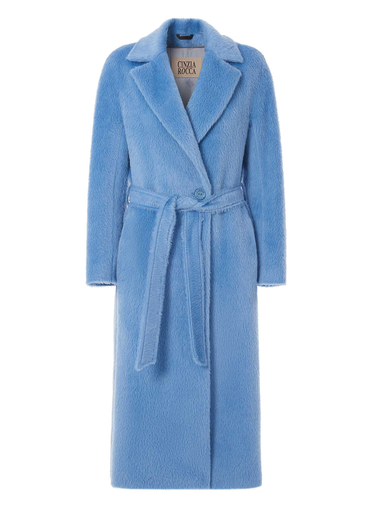 Cappotto lungo lana e alpaca celeste Cinzia Rocca
