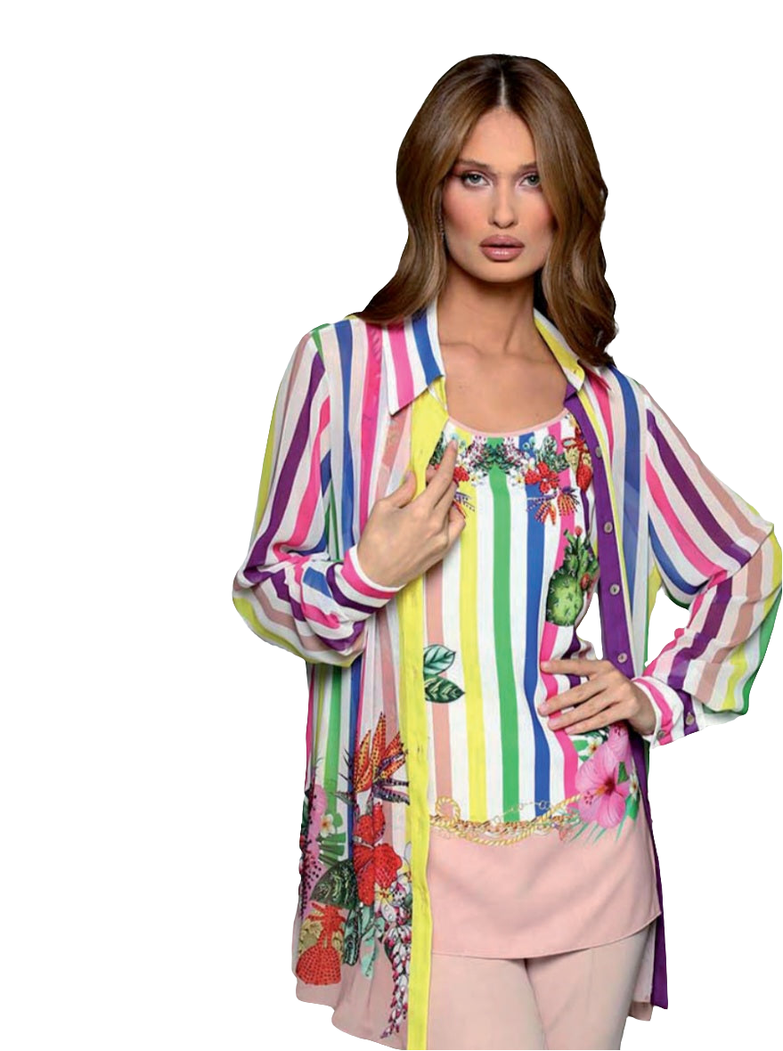 Camicia leggera a righe multicolor Mattiolo Lovetolove