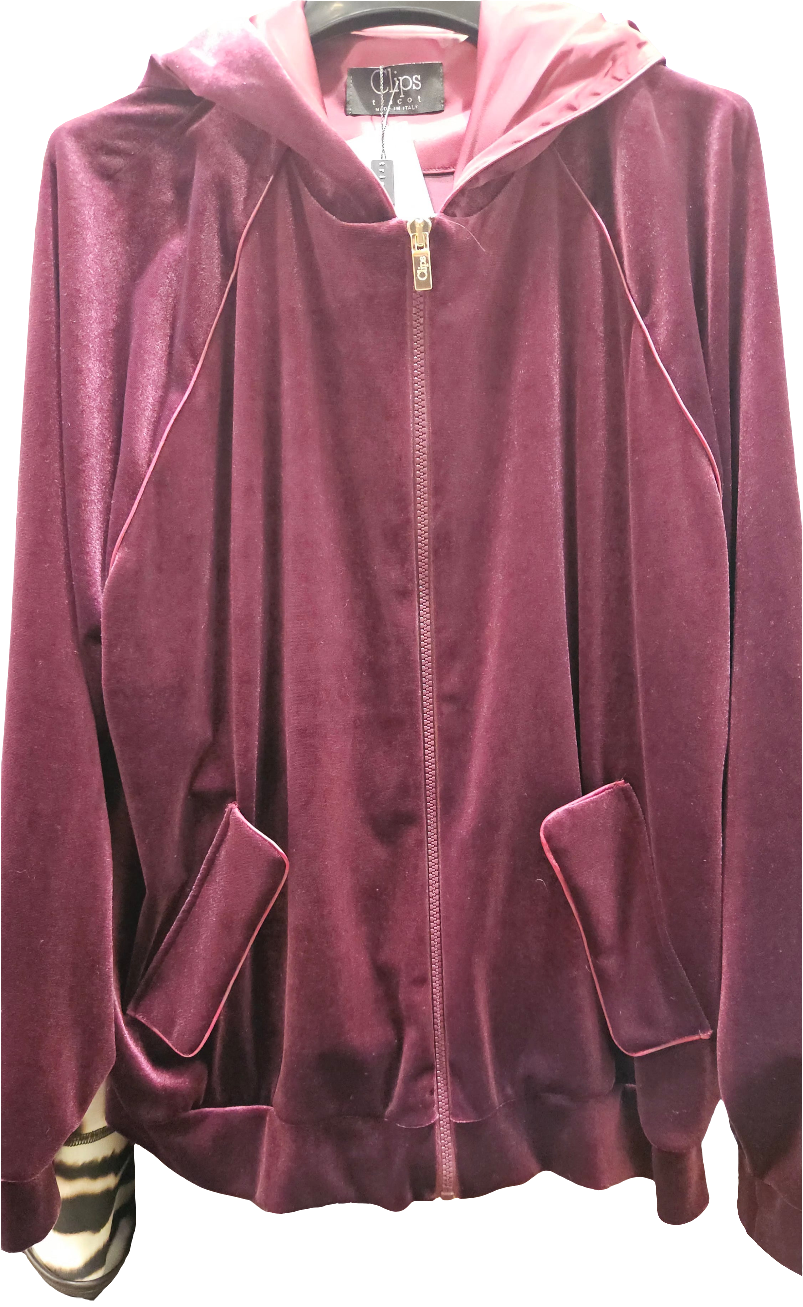 Felpa zip bordeaux Clips Tricot con cappuccio