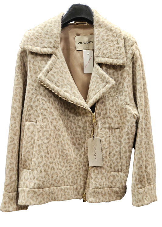 Giaccone chiodo zip maculato Violanti lana e alpaca