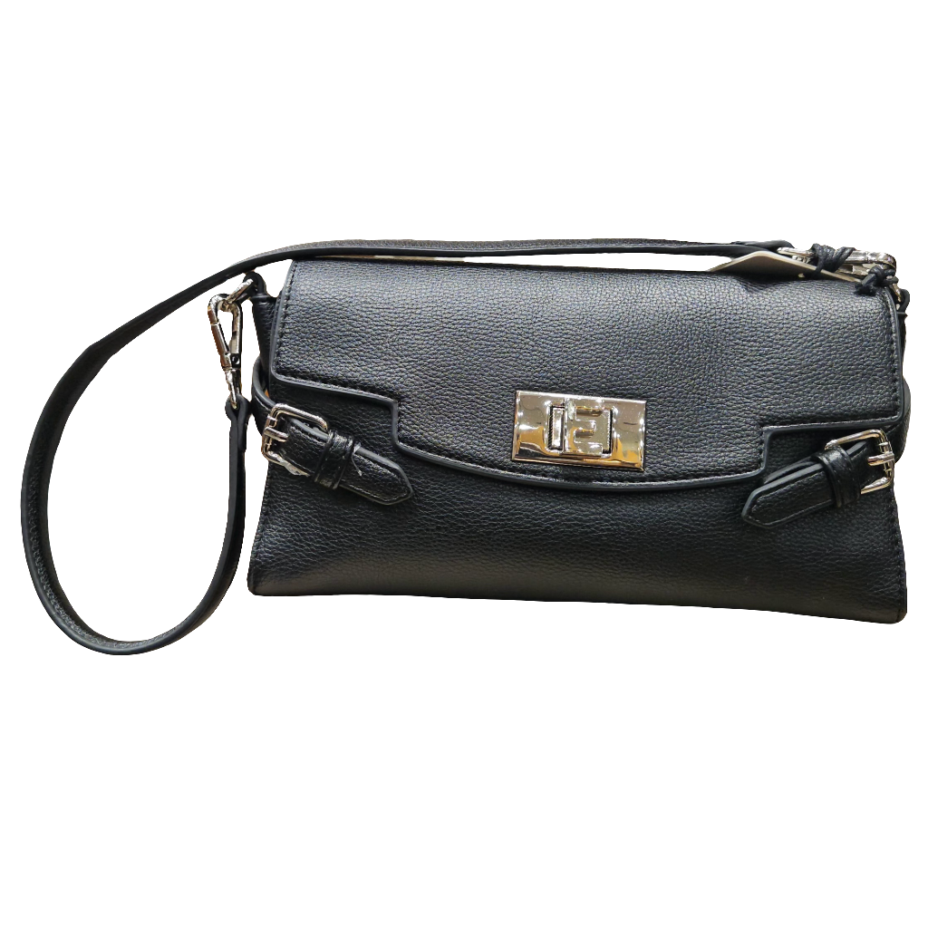 Borsa piccola con tracolla in ecopelle nera chiusura metallo logo Ermanno Firenze by Scervino