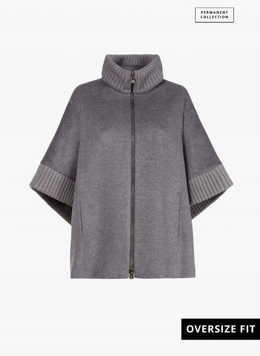Mantella zip 100% Lana Cinzia Rocca grigio medio