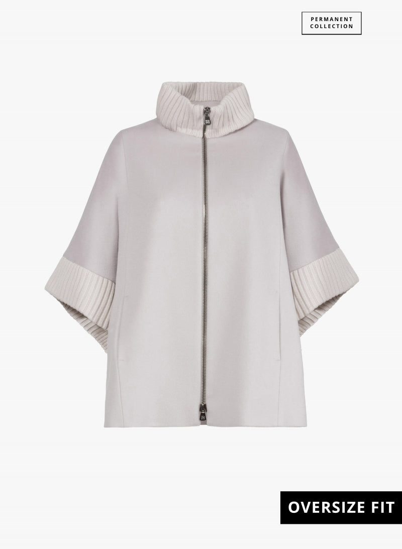 Mantella zip 100% Lana Cinzia Rocca grigio chiaro