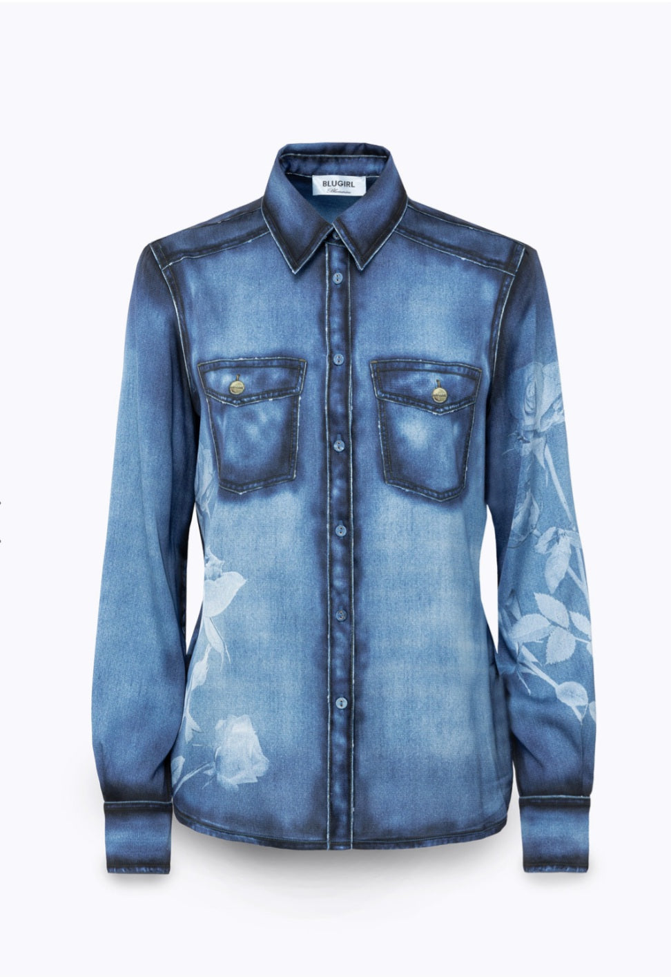 Camicia raso Blugirl disegno effetto jeans