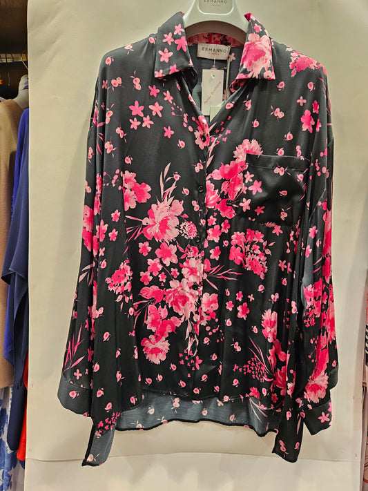 Camicia Ermanno Firenze floreale rosa