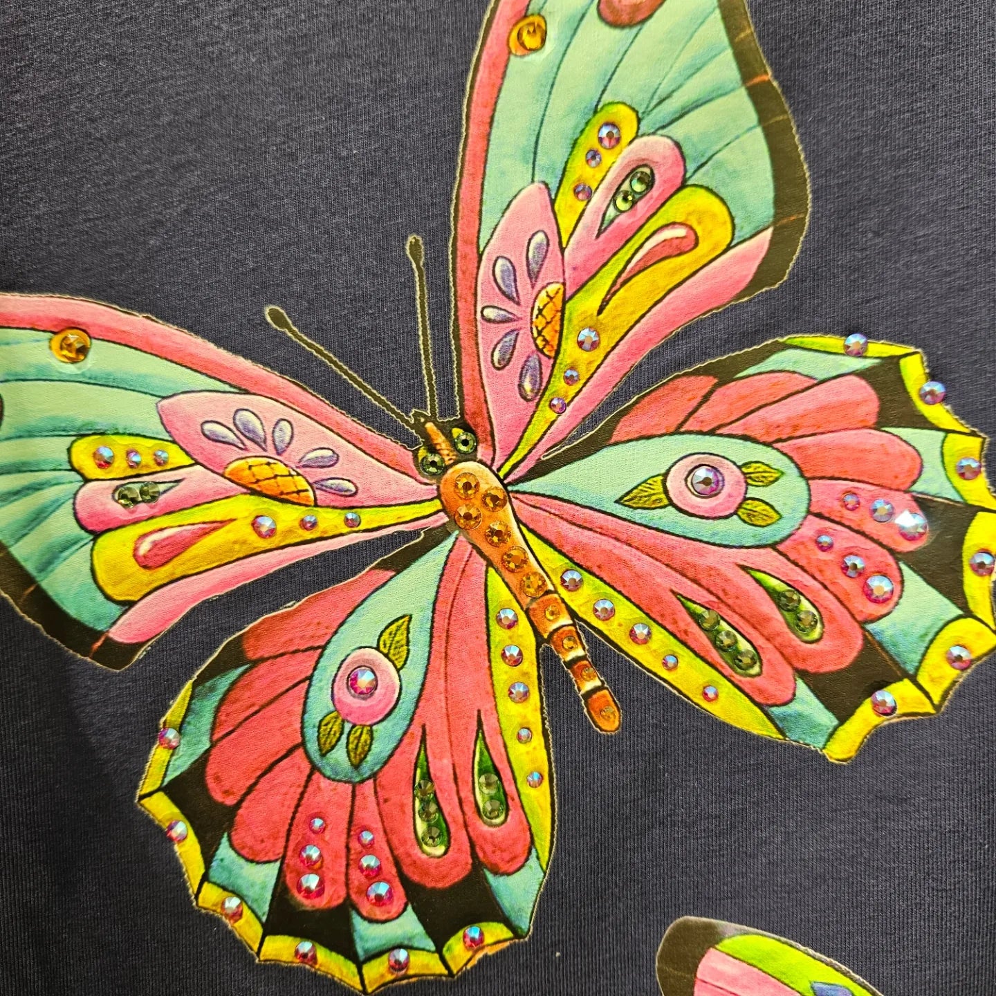 Tshirt farfalle strass bluette